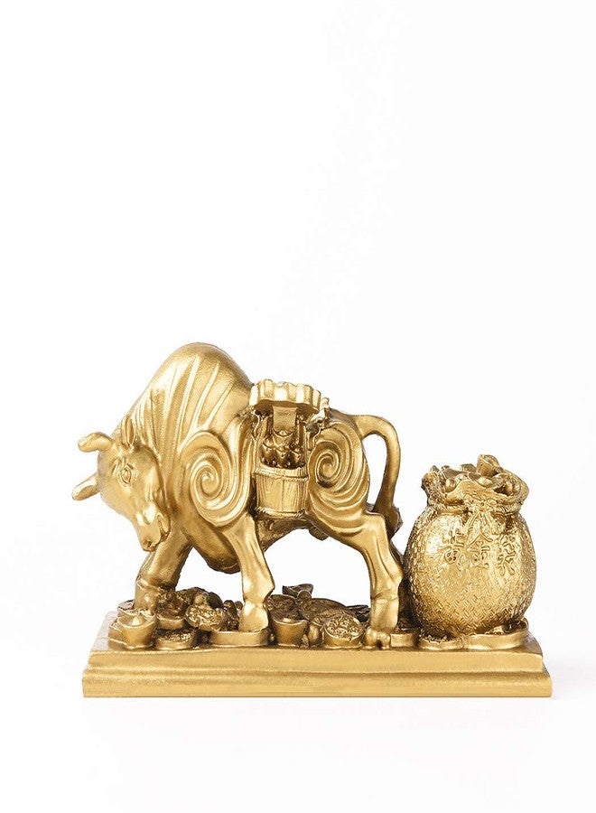 BRASSTAR Resin Fengshui Statue Bull Bring Gold Attract Wealth Fortune Luck Gather Wall Street Business Gifts Financial Securities Mascot Office Home Decor PTWQ020 - Image 1